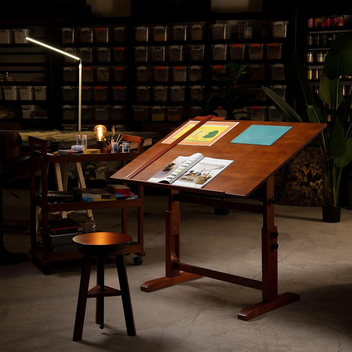 MEEDEN Extra grote houten tekentafel, 76 x 106,7 cm, tekentafel, knutseltafel met in hoogte verstelbaar, vergroten kantelbaar tafelblad, kunstbureau schildertafel om te lezen, schrijven