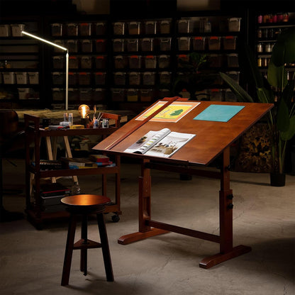 MEEDEN Extra grote houten tekentafel, 76 x 106,7 cm, tekentafel, knutseltafel met in hoogte verstelbaar, vergroten kantelbaar tafelblad, kunstbureau schildertafel om te lezen, schrijven