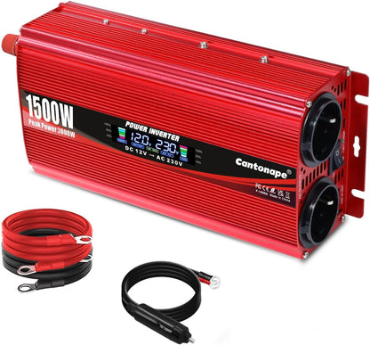 1500 W, 12 V naar 220 V/230 V, gemodificeerde sinusgolf, omvormer, gelijkstroom-omvormer, spanningsomvormer voor auto, vrachtwagen, met poort