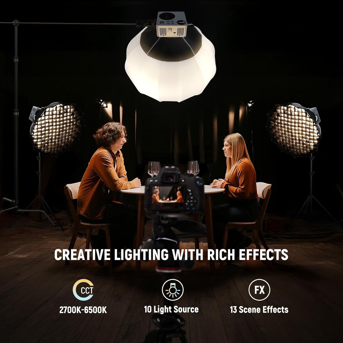 NEEWER HB80B HB80B Led-videolamp, 80 W, met batterij 72 Wh en snel opladen, PD 100 W, app-bediening/2,4 G, mini-licht continu COB tweekleurig, draagbaar, voor studio, 26500 lx/1 m, 2700-6500 K