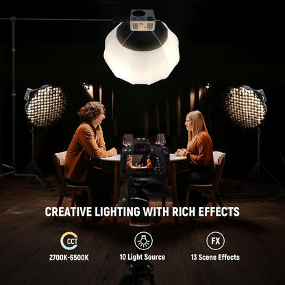 NEEWER HB80B HB80B Led-videolamp, 80 W, met batterij 72 Wh en snel opladen, PD 100 W, app-bediening/2,4 G, mini-licht continu COB tweekleurig, draagbaar, voor studio, 26500 lx/1 m, 2700-6500 K
