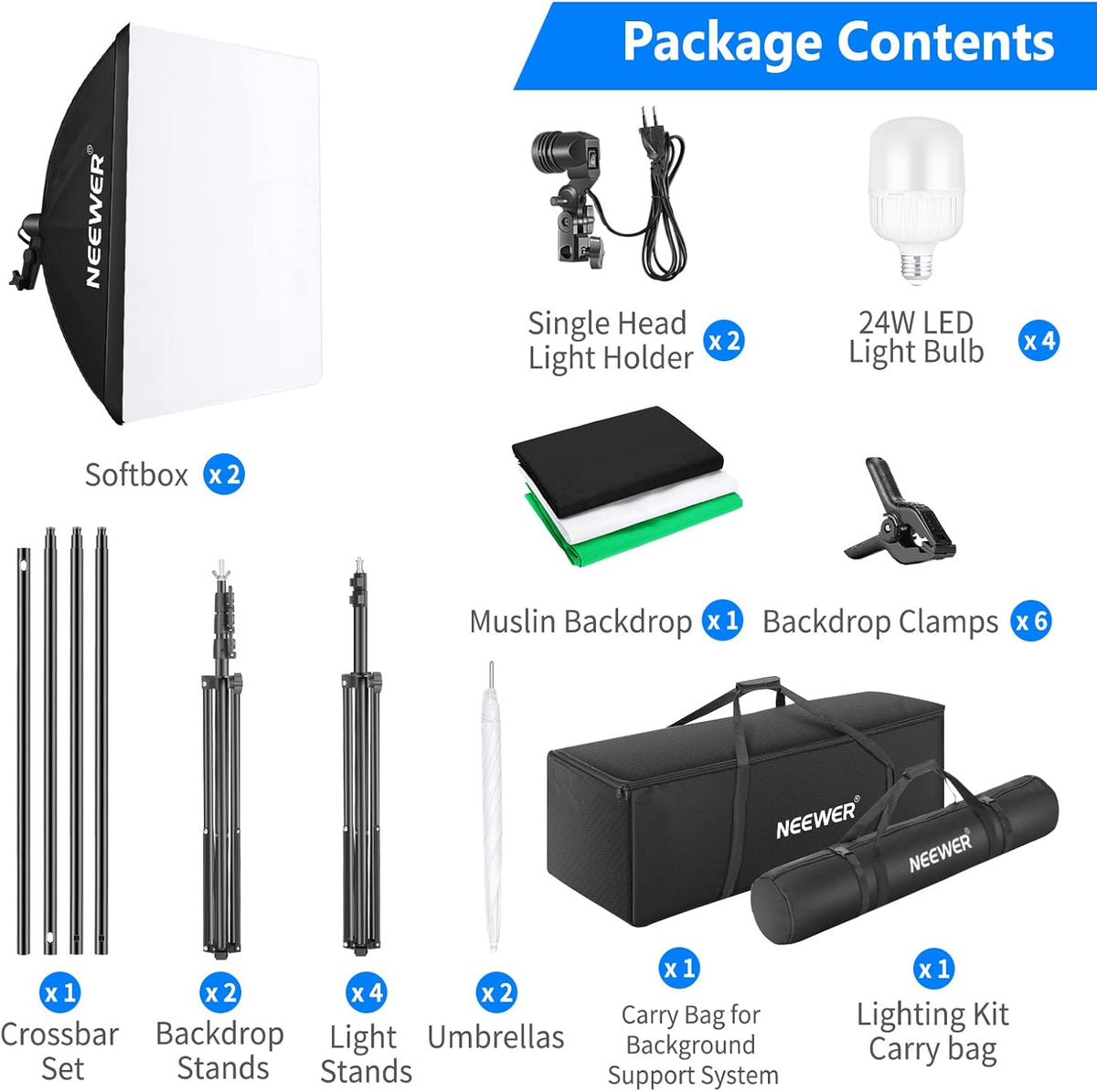 Achtergrondsteunsysteem – Achtergrondframe – Achtergrondstandaard – Achtergrondsysteem – Fotostudio Set – 3 Achtergronden Zwart, Wit En Groen – 4 X 45 W Daglichtlampen 5500 K