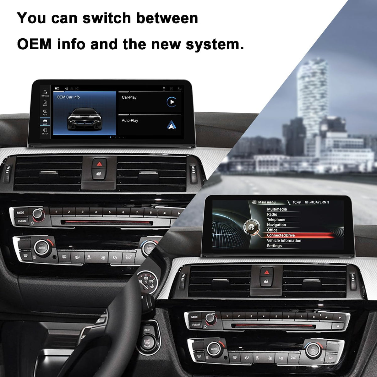 Linux CarPlay Android Auto Scherm – Touchscreen Monitor Display Unit – Multimedia Interface – Navigatie Scherm – 720P AHD Achteruitrijcamera – Draadloos & Bedraad CarPlay