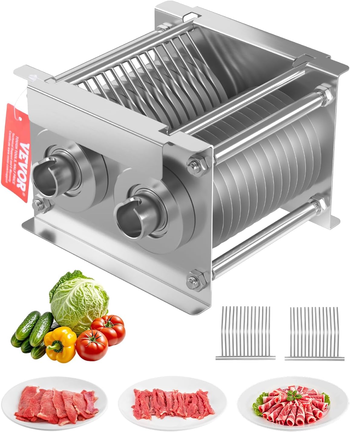 VEVOR Cutting Knife 162 x 172 x 125.5 mm Blade 7 mm for Commercial All-purpose Cutters, Knife Set for Slicer, Stainless Steel, Knife Set for Slicer for Boneless Meat, Soft Vegetables