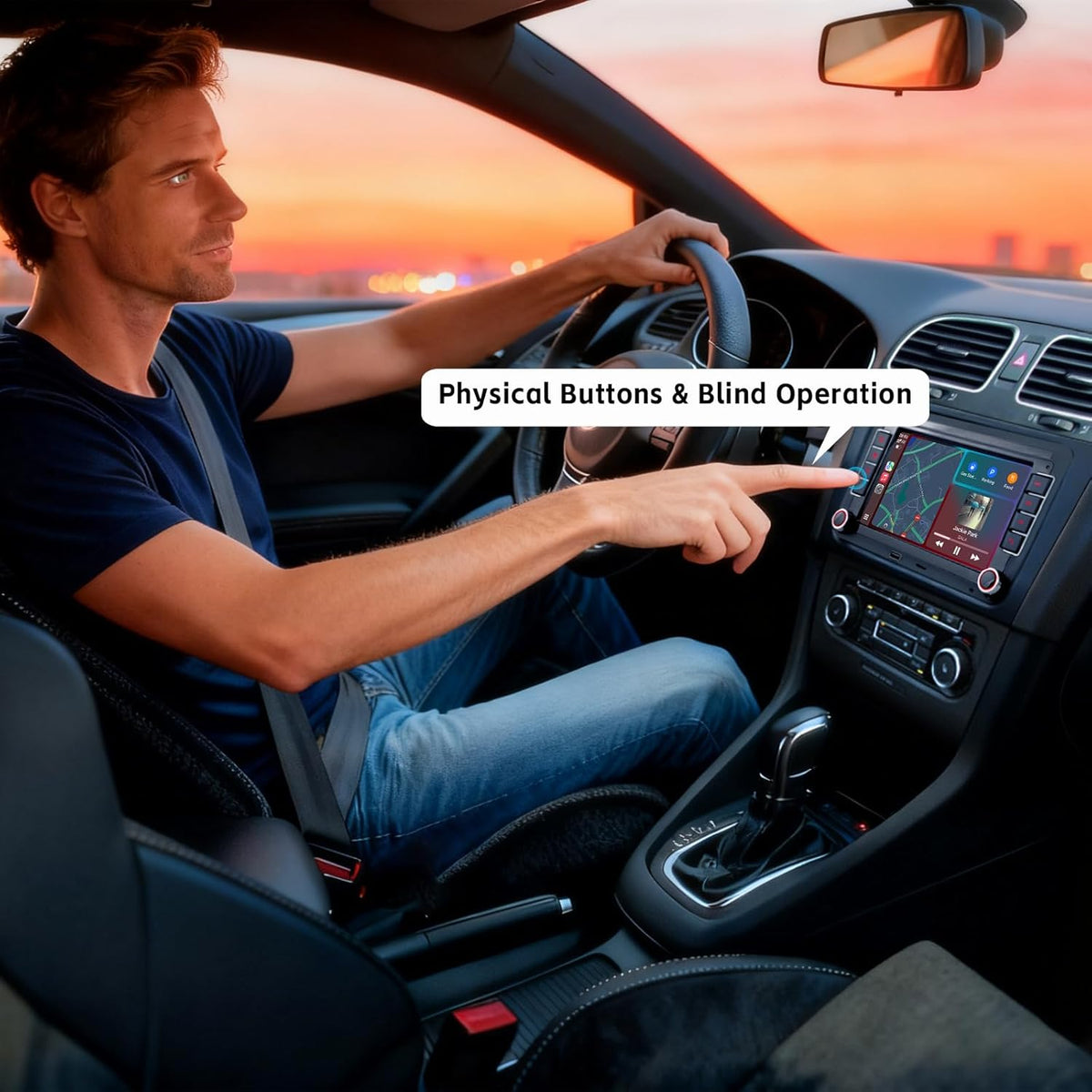 Autoradio stereo voor VW Seat Golf Passat Jetta Beetle EOS met touchscreen Bluetooth FM achteruitrijcamera, Linux System, Double Din Auto Stereo met Wireless Carplay/Android Auto