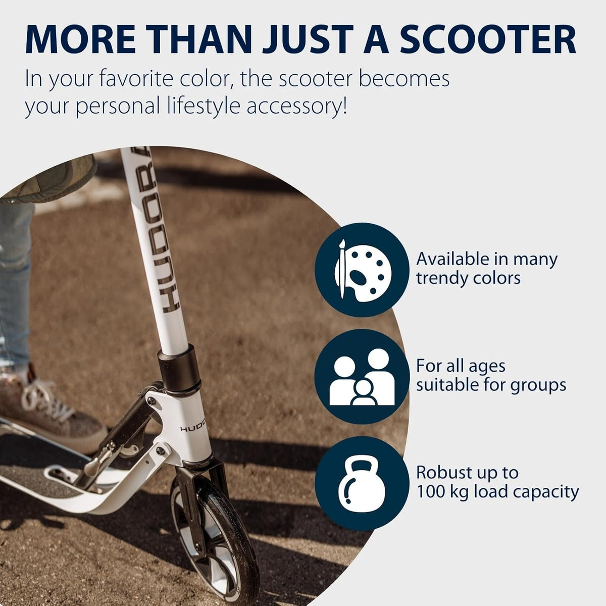HUDORA BigWheel® 205 Advanced Scooter, comfortabele aluminium step, voor maximaal 100 kg, in hoogte verstelbare en inklapbare step, kickstep voor kinderen, jongeren en volwassenen