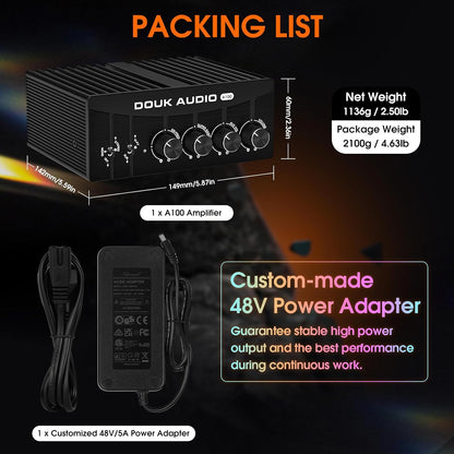 Douk Audio A100 TPA3255 versterker, 300 watt x2 digitale vermogensversterker, stereo/mono-kanaal, SUB-versterker voor thuisluidsprekers/subwoofer