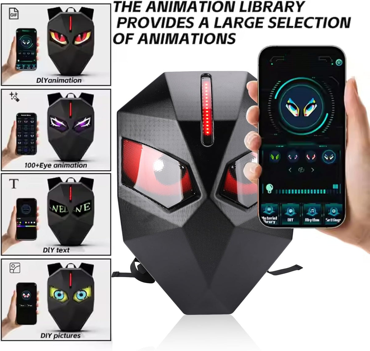 App Programmable LED Motorcycle Backpack met 60x48 -scherm en Opslag van Harde Shellhelmhelm