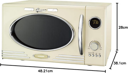 Retro Magnetron – Magnetron Oven – Design Magnetron – Grill Magnetron – Keuken Magnetron – Crèmekleur – 1000 Watt Vermogen – 23 Liter Inhoud