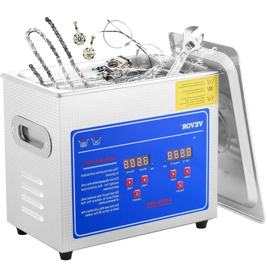 VEVOR 3L Ultrasonic Cleaner Stainless Steel Ultrasonic Cleaner Digital Heating Timer Jewelry Cleaning for Commercial Personal Home Use (3L) - QUORE