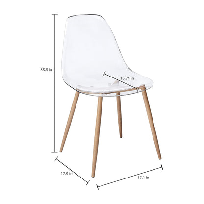 CangLong Acryl Ghost Crystal Clear Zitting, Moderne Plastic Shell Accent Zijstoelen voor Keuken, Dineren, Wonen, Gasten, Slaapkamer, Set van 4