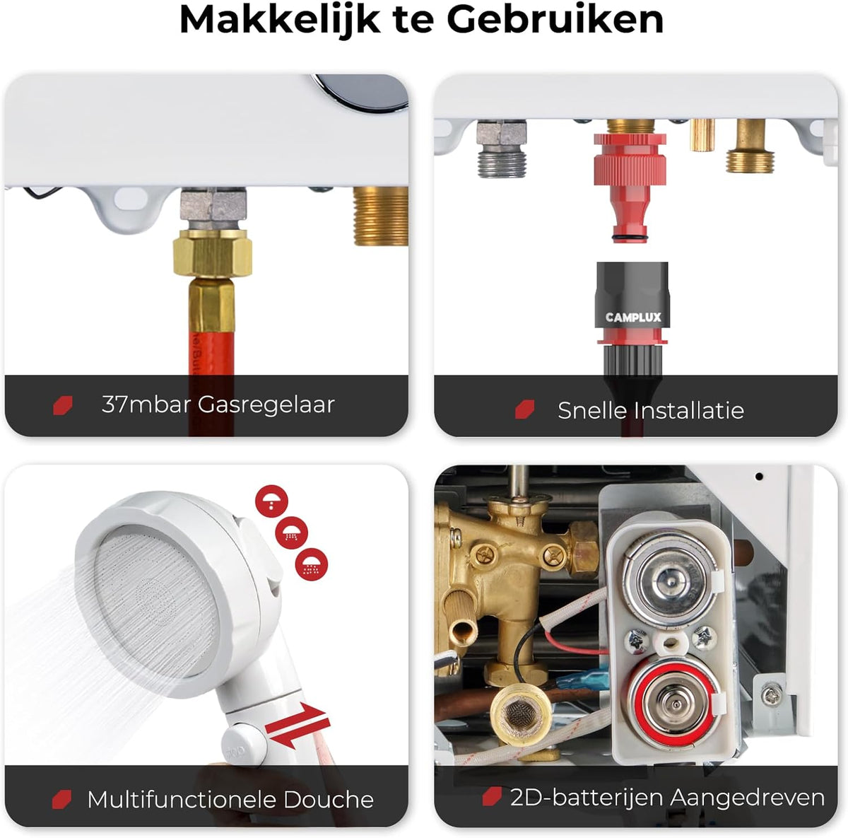 Camplux BW158C 6L Tankless Gas Boiler, Draagbare LPG Douche voor Camping, RV, Wassen Paarden