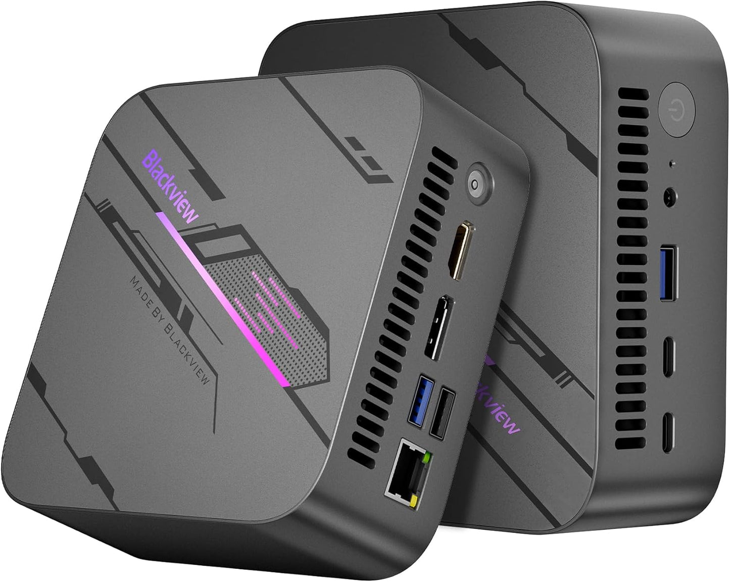 Blackview MP100 Mini-pc, Win 11 Pro, AMD Ryzen 5 7430U computer, 16 GB DDR4, 512 GB SSD, desktop-pc, 4K 144Hz Triple Display, kantoor-pc-rekenmachine voor thuiskantoor en business, Wi-Fi 6 en BT5.2