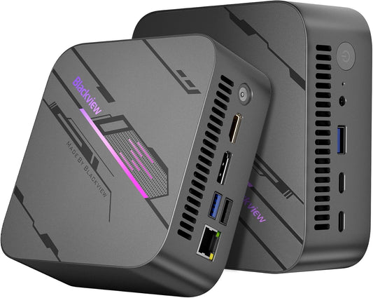 Blackview MP100 Mini-pc, Win 11 Pro, AMD Ryzen 5 7430U computer, 16 GB DDR4, 512 GB SSD, desktop-pc, 4K 144Hz Triple Display, kantoor-pc-rekenmachine voor thuiskantoor en business, Wi-Fi 6 en BT5.2