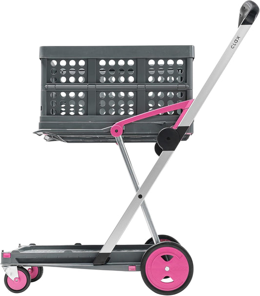 CLAX® Handwagen, transportwagen, platformwagen, trolley, vouwbox inbegrepen, roze