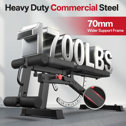 Verstelbare Halterbank – Trainingsbank – Fitnessbank – Krachtbank – Workoutbank – Maximale Belastbaarheid 800 kg – 9-Stand Rugleuning & 3-Stand Zitvlak - QUORE