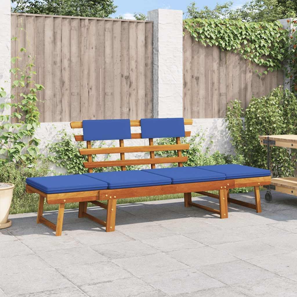 vidaXL Garden bench with cushions 2-in-1 190 cm solid acacia wood