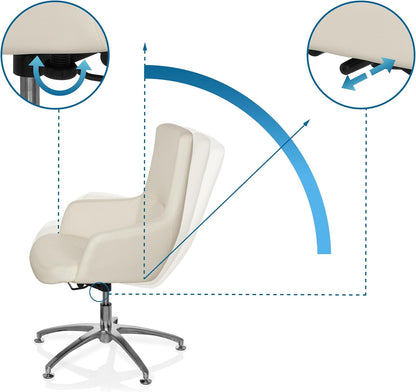 Relaxstoel – Loungefauteuil – Fauteuil – Draaistoel – Relaxfauteuil – Crème Wit Kunstleer – Individueel Instelbaar Kantelmechanisme – 180° Draaibaar