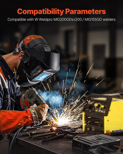 VEVOR 200 Amp MIG welding burner gun compatible with W Weldpro welding machines MlG200GDsv200 and MIG155GD for flux welding wires/solid aluminium welding wires 0.75 mm and 0.9 mm