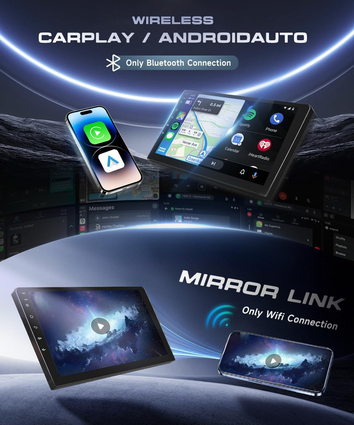 Autoradio Android 15 – Navigatiesysteem Auto – Multimedia Speler – Inbouw Radio – Touchscreen 9 Inch HD – Draadloze CarPlay & Android Auto – GPS Met Achteruitrijcamera