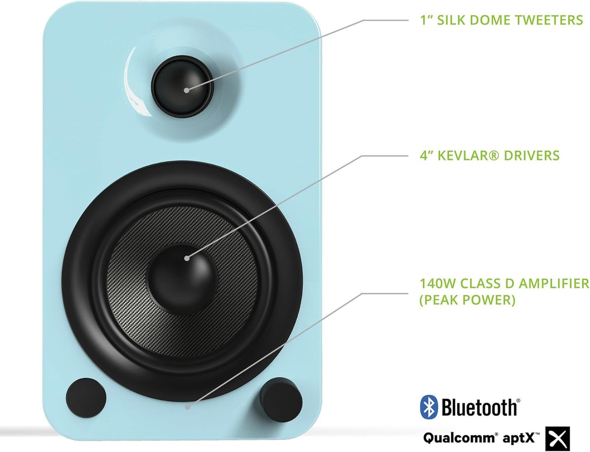 Kanto YU4 Powered Speakers with Bluetooth™ and Phono Preamp - Pair, Gloss Teal