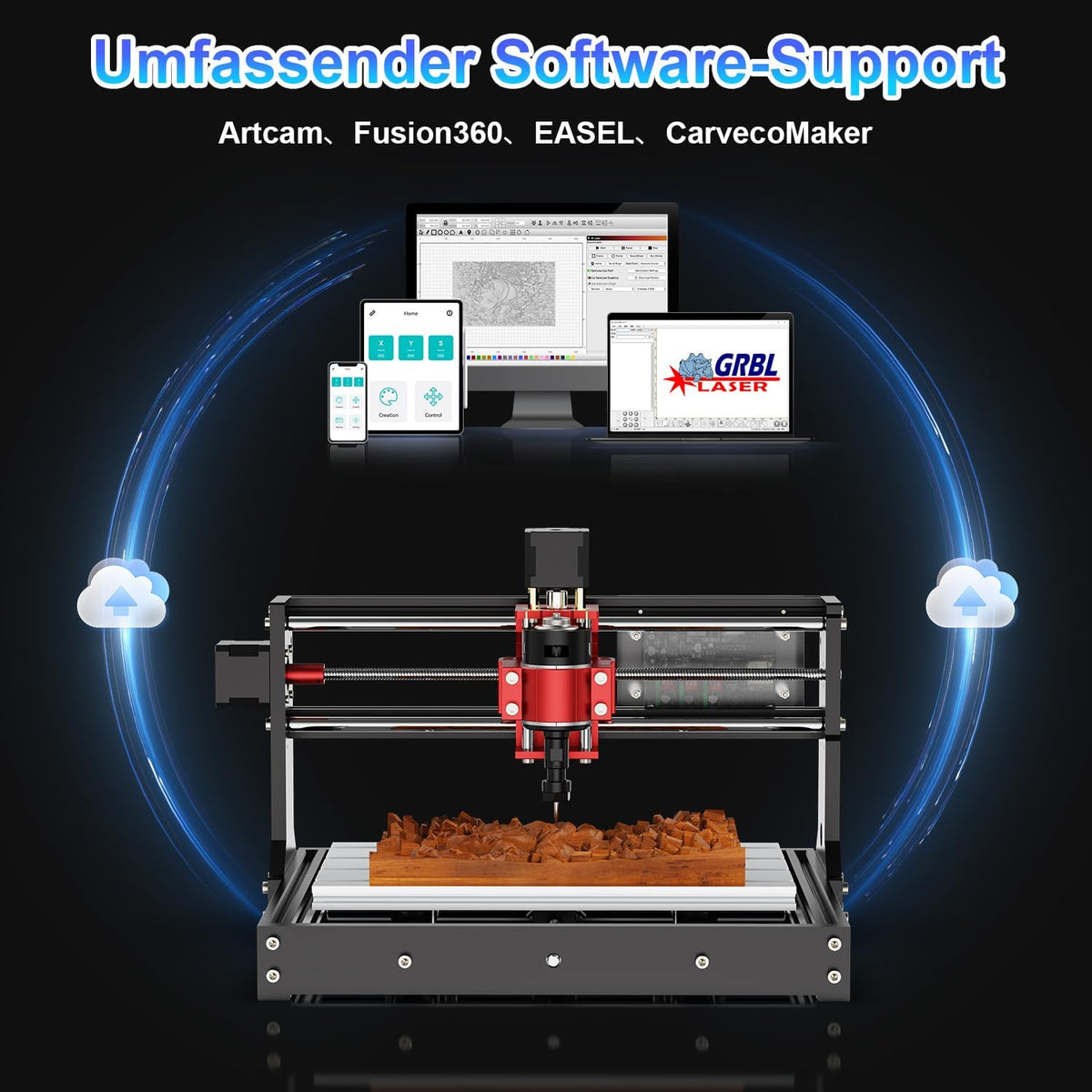 Twotrees TTC 3018 Pro CNC freesmachine, geüpgraded 3-assen graveermachine van metaal voor hout/acryl/MDF/Nylon, 300 x 180 x 40 mm werkgebied