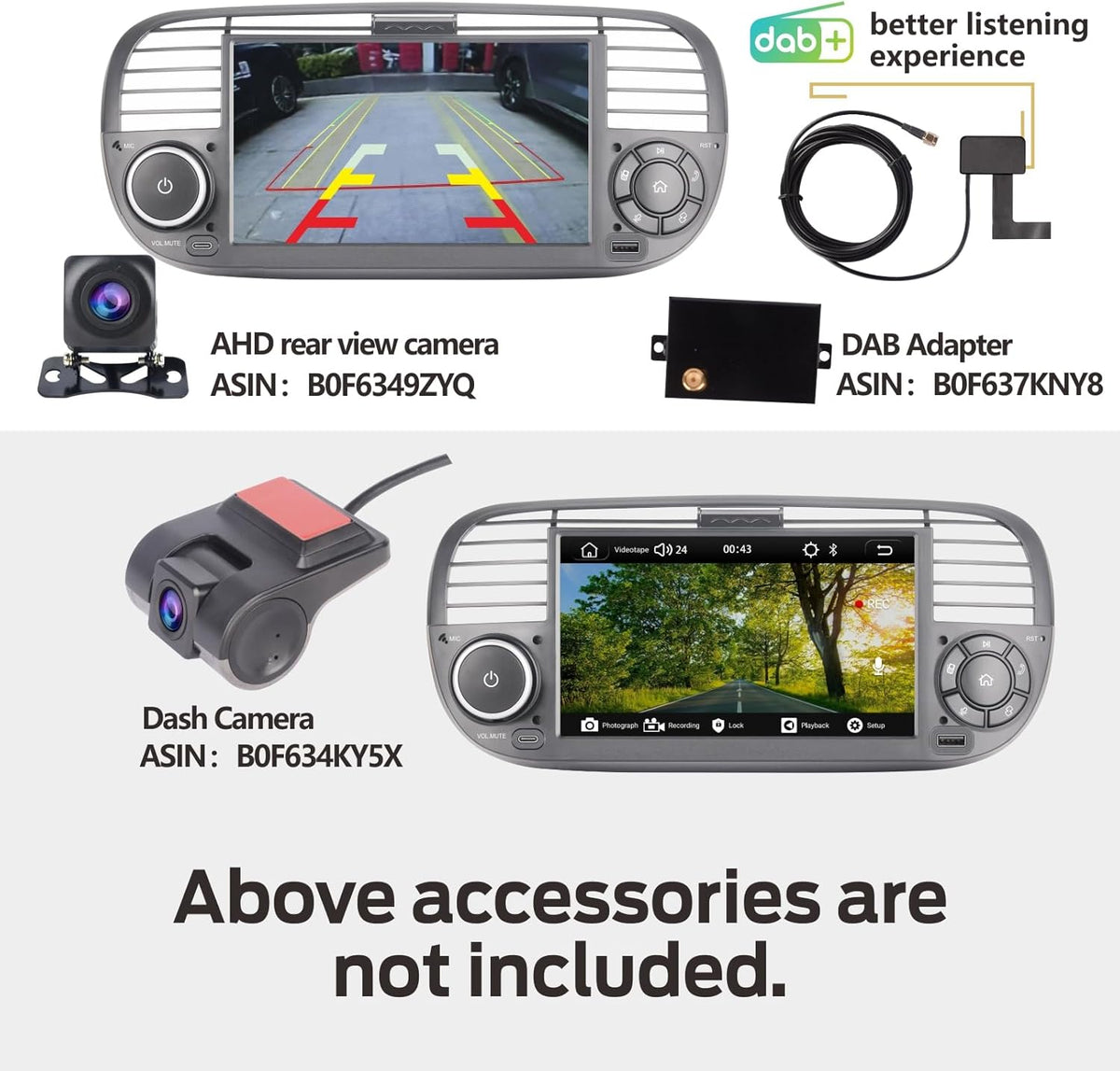 Fast Boot Linux Autoradio Compatible with Fiat 500 2007-2015 | Plug & Play | Bluetooth/Wireless CarPlay/Android Auto/FM/AM/RDS/USB | 100W DSP |Black