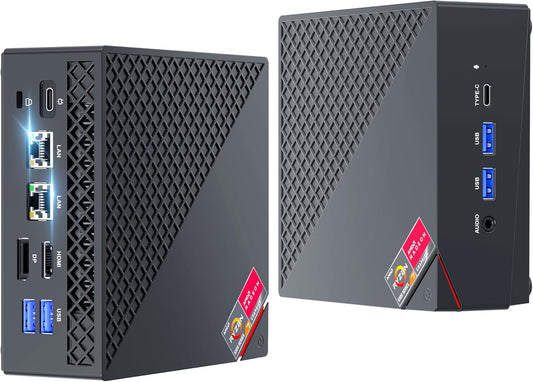 NiPoGi AM06 Pro Mini PC 32GB DDR4 RAM AΜD Ryzen 7 7730U (8C/16T, tot 4,50 GHz) 512GB M.2 SSD. Mini Desktop Computer met WiFi 6, Dubbele LAN, HDMI, DP, Type-C en drie 4K-schermen voor School/Kantoor