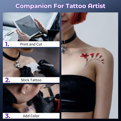 Thermische Tattoo Printer – Tattoo Copier – Stencil Printer – Tattoo Transfer Machine – Tattoo Overdracht Printer – Compact & Draagbaar – Bluetooth Connectiviteit
