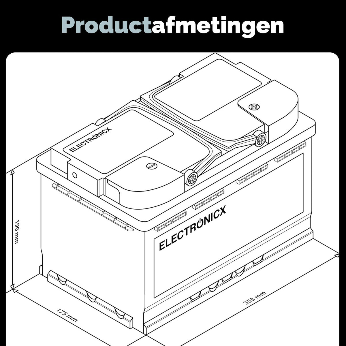 Electronicx GEL Marine huishoudaccu 12V 120Ah / 120 Ah 12 Volt – Deep Cycle accu onderhoudsvrij & verzegeld – 353×175×190 mm – boot jacht zeilboot zonnepaneel camper vrijetijdsstroom GEL