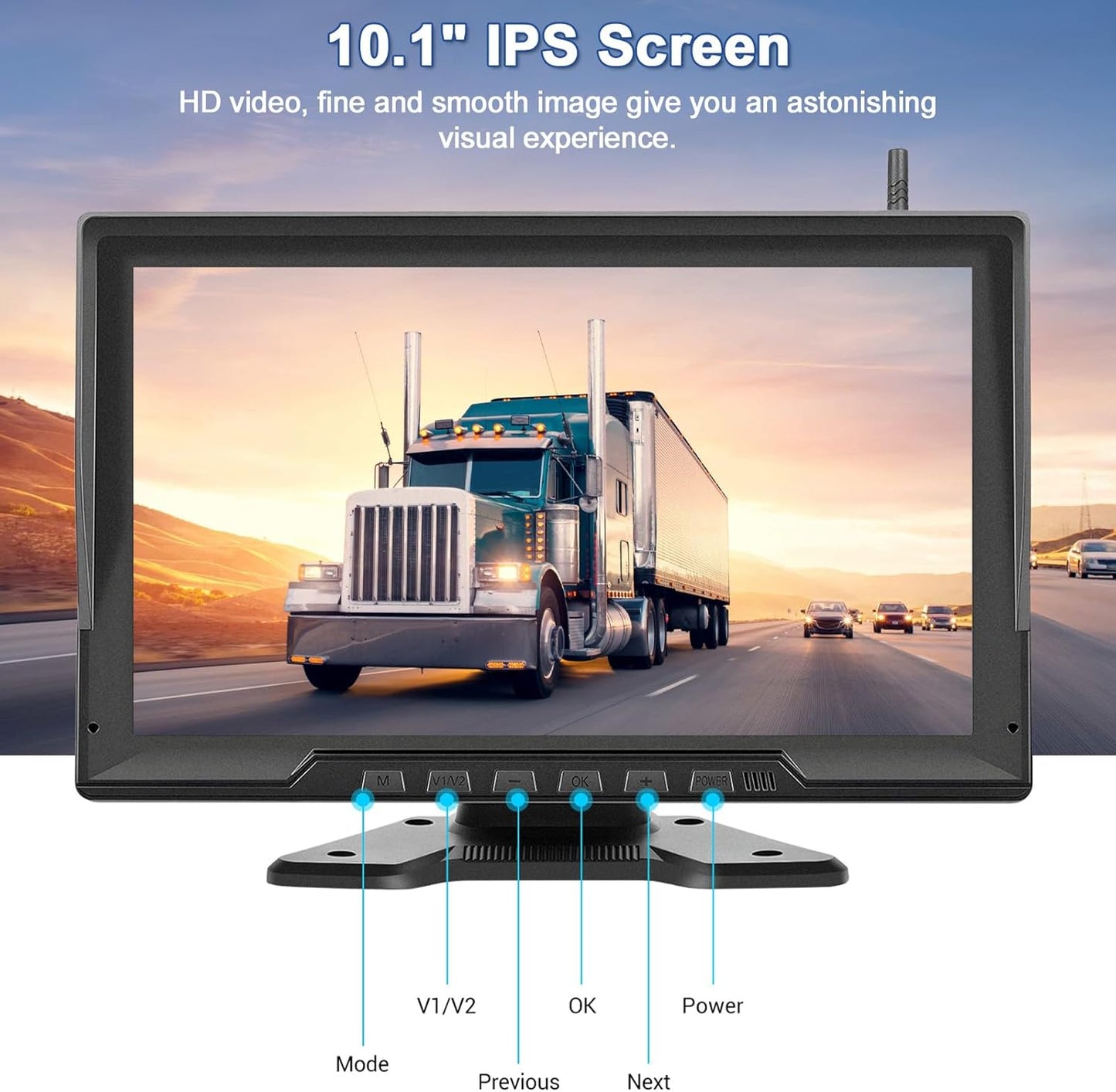 Digitale Achteruitrijcamera – Draadloze Parkeerhulp – Backup Camera – Camera Systeem – 10,1 Inch HD Monitor – IP68 Waterdicht – Nachtzicht - QUORE