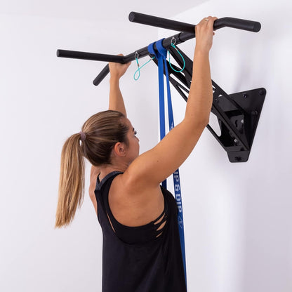Portable Pullup & Dip Pull-Up Dip Bar, Mobile For Wall Mounted And Trees/Poles, Indoor & Outdoor Pull-Up Dip Bar Combi For Home And Garden/Park, Premium Quality Chin-Up Dip Bar - QUORE