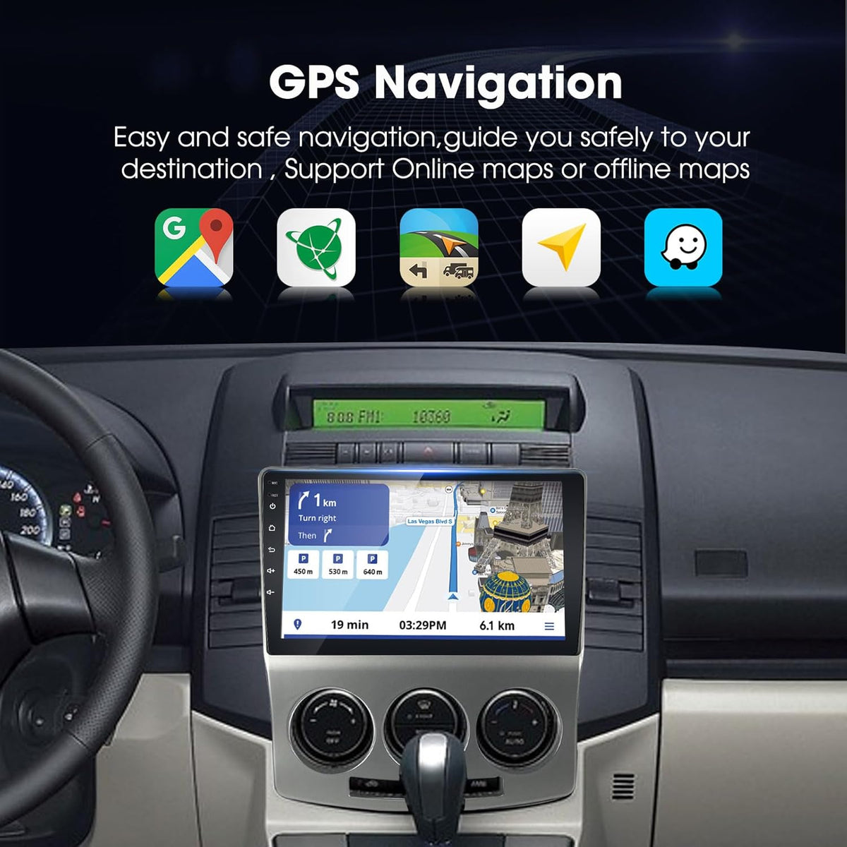 EZoneTronics Carplay Android Auto Radio Stereo voor Mazda 5 2005-2010 met 9 inch Touchscreen High Definition GPS Navigatie Bluetooth USB Wifi Spiegel Link SWC speler 32G ROM
