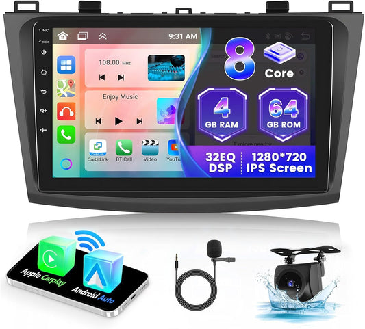 Android Autoradio – Auto Stereo – Multimedia Speler – Navigatiesysteem – 2 DIN Unit – 9 Inch Touchscreen – 8-Core Processor & Draadloze CarPlay Android Auto