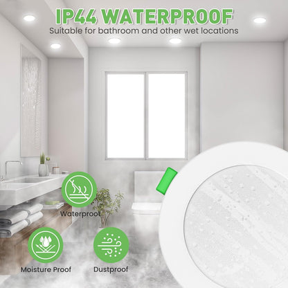 ALUSSO LED Downlights Plafond Dimbaar 10W 1050LM IP44 Inbouw Plafondlampen, 3CCT 3000K Warm 4000K Neutraal 6500K Cool Verstelbare Badkamer Spotlights, Wit, 12 Pack