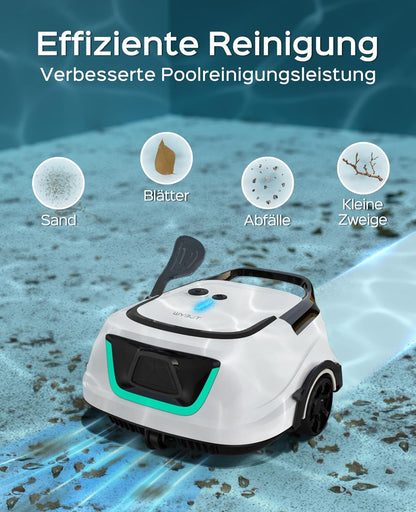 WYBOT A1 zwembadrobot (2025 upgrade), looptijd tot 120 minuten, draadloos met dubbel filter en zwembadrobot-accu, zwembadrobot voor opbouwzwembad tot 100 m² (parelwit groen)