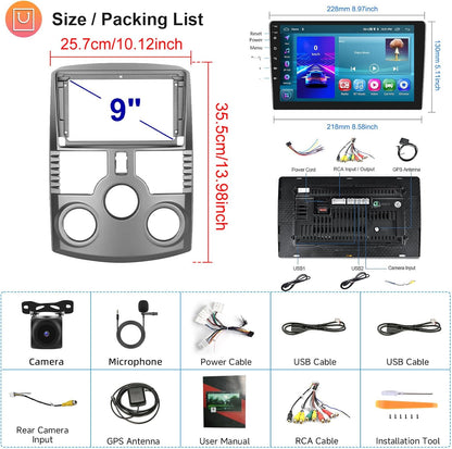 Hodozzy 2G+64G Android Autoradio voor Toyota Rush Daihatsu Terios 2006-2016 Draadloze Carplay Android Auto, 9 Inch Touchscreen Display met GPS Navi WiFi Bluetooth Hifi FM RDS Radio met Canbus