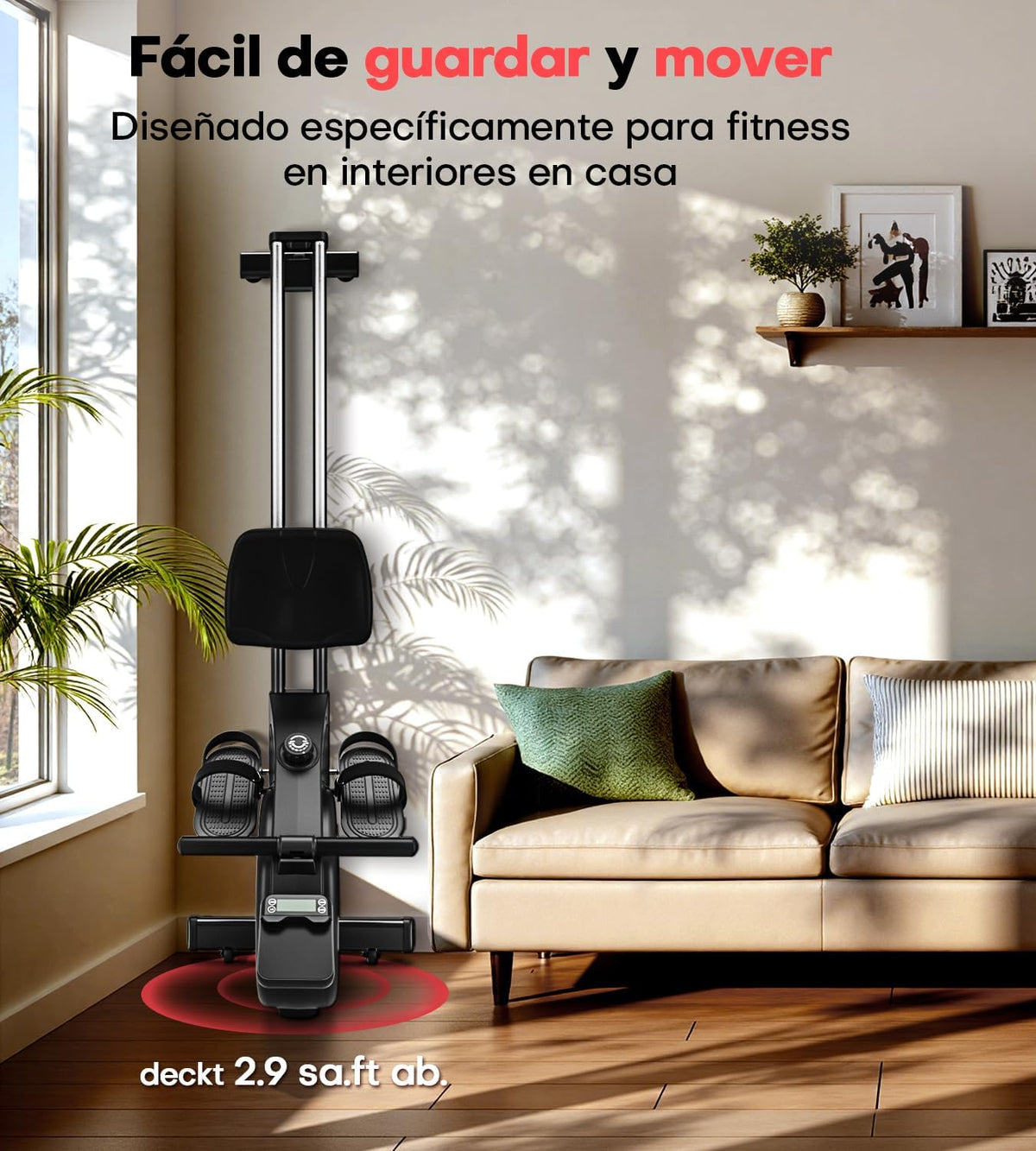 Home Rowing Machine, Magnetic Rowing Machine with Upgrade, Dual Slide Rails, App Connection, 16 Resistance Levels, LCD Data Display, Maximum Load 160 kg, Rowing - QUORE
