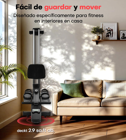 Home Rowing Machine, Magnetic Rowing Machine with Upgrade, Dual Slide Rails, App Connection, 16 Resistance Levels, LCD Data Display, Maximum Load 160 kg, Rowing - QUORE