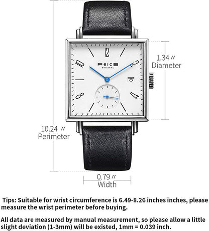 FEICE Unisex Square Watch Men's Bauhaus Automatic Watch Mechanical Watches Analog Wristwatch -Sapphire Mirror -34mm Case -FM301