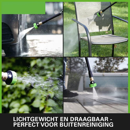 Draadloze Hogedrukreiniger – Accu Drukspuit – Mobiele Hogedrukspuit – Krachtige Schoonmaker – Tuinspuit – 24V Li-Ion Accu – 24 Bar Druk en 6 Meter Antiknikslang
