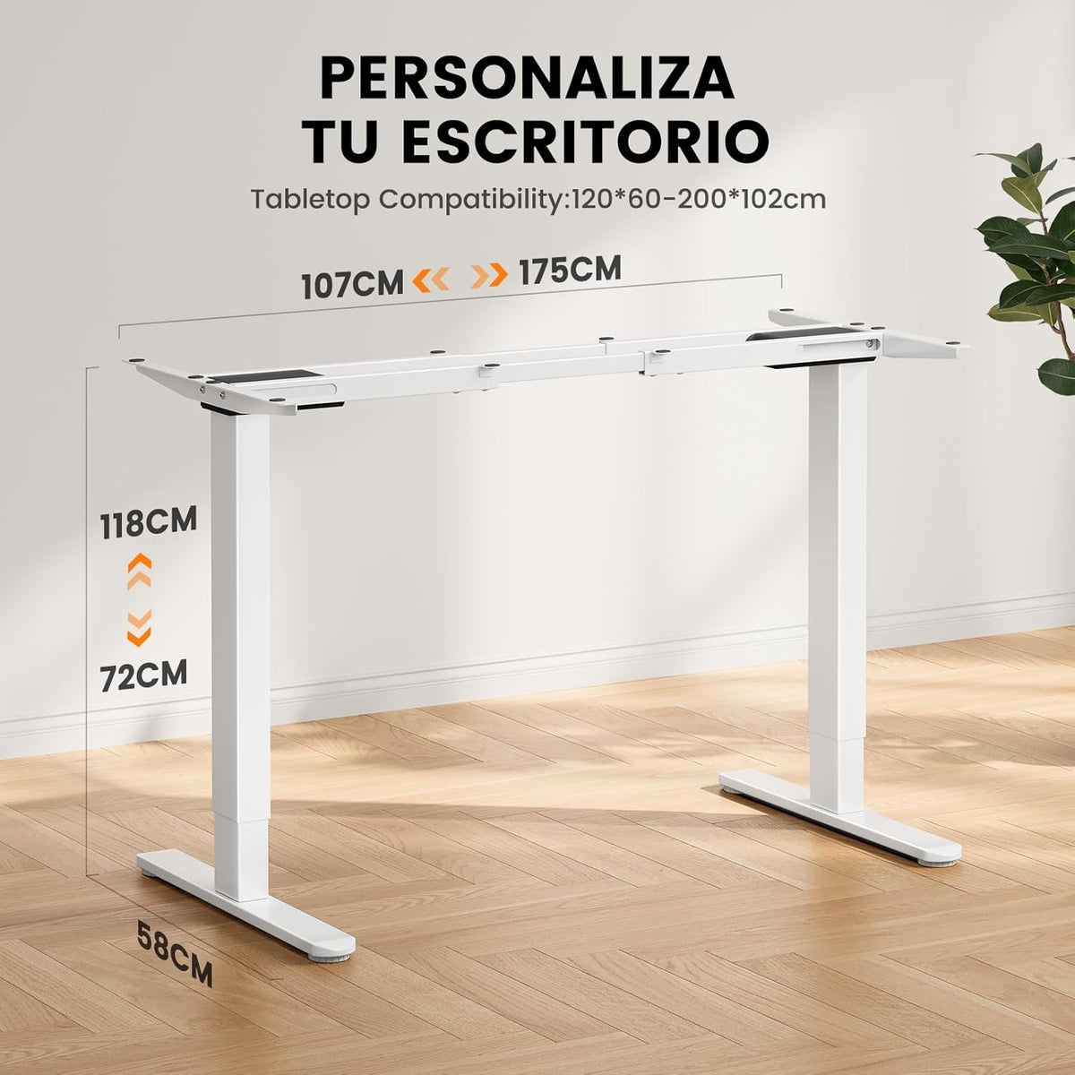 ErGear Height Adjustable Desk, Electric Leg Frame, Double Motor Height Adjustment, Height Adjustable Desk with 4 Memory Controls for Home Office, Load Capacity up to 120 kg, White - QUORE