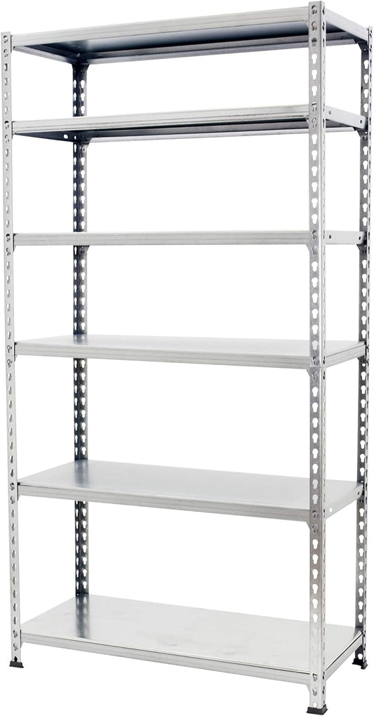 Simon Rack Stellingkast Metaal, 2500x1000x400 mm, Buigpunt 180, 6 Verstelbare Niveaus, Metalen Planken, Robuust Opslagrek voor Garage, Kelder en Werkplaats, Gegalvaniseerd – SimonClick