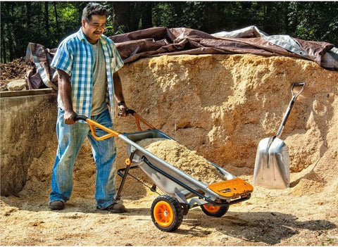 Kruiwagen - Steekwagen - 8-in-1 functie - met Massief Rubberen Banden - Tuinkar - Draaghulp - Vuilniszakhouder - Compact - voor Binnen  - Buiten - 106.5 x 46 x 30.5 cm - Zilver