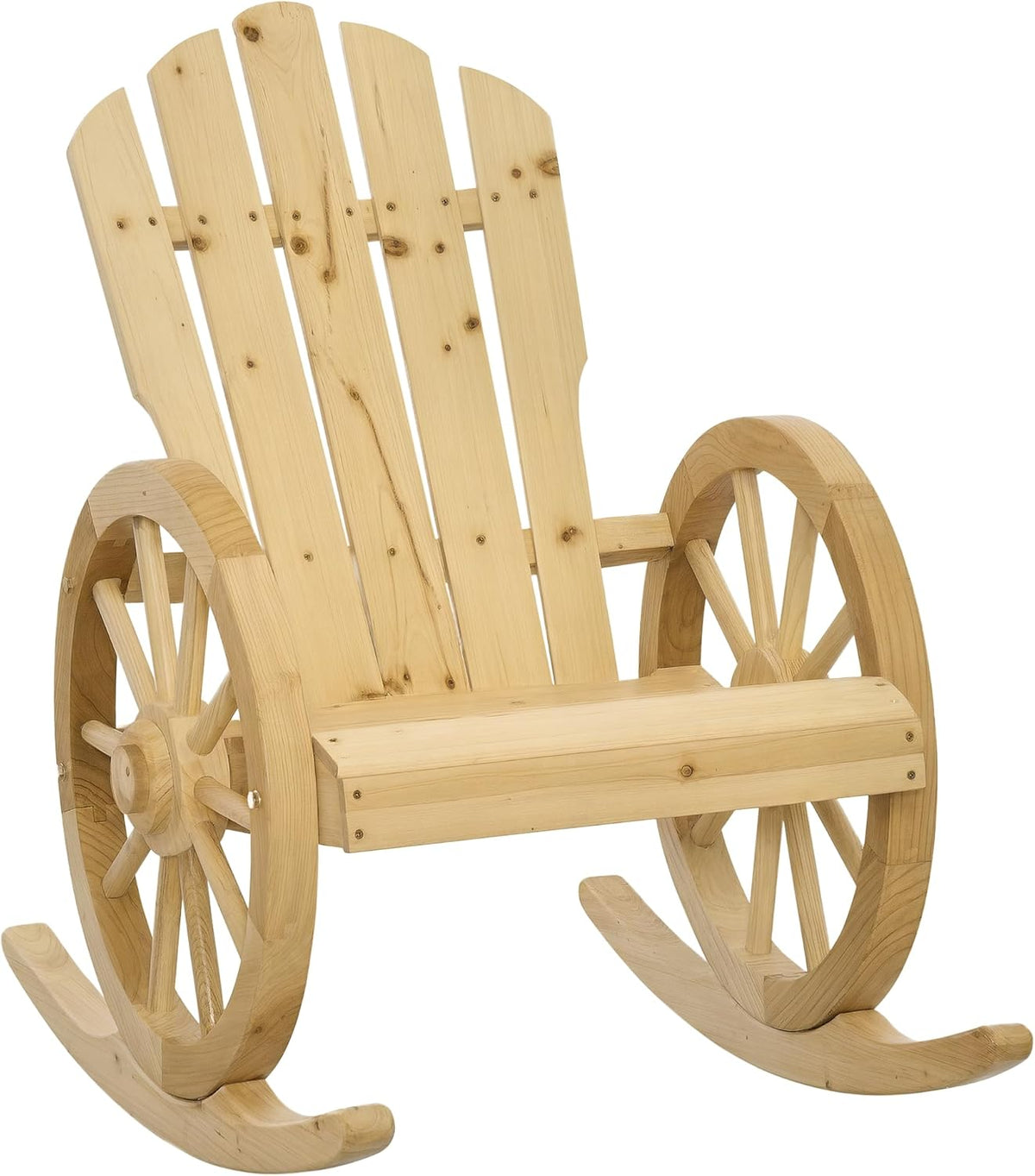 Outsunny Adirondack garden chair rocking chair rustic style chic armrests wheels charette wood fir nature