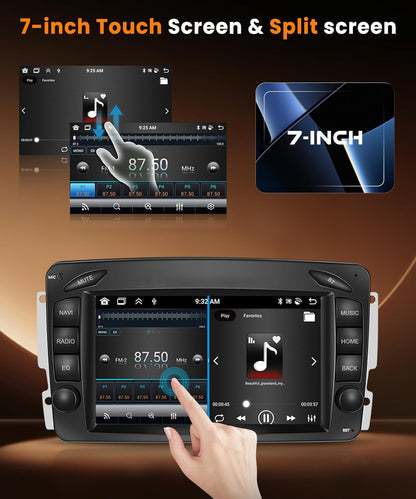 8 Core 6G + 128G autoradio Android 15 voor Mercedes Benz C CLK G klasse W203 W209 W463 Viano Vito W639, 7 inch HD IPS-display met Carplay Android Auto Wireless GPS Wi-Fi Bluetooth USB FM RDS