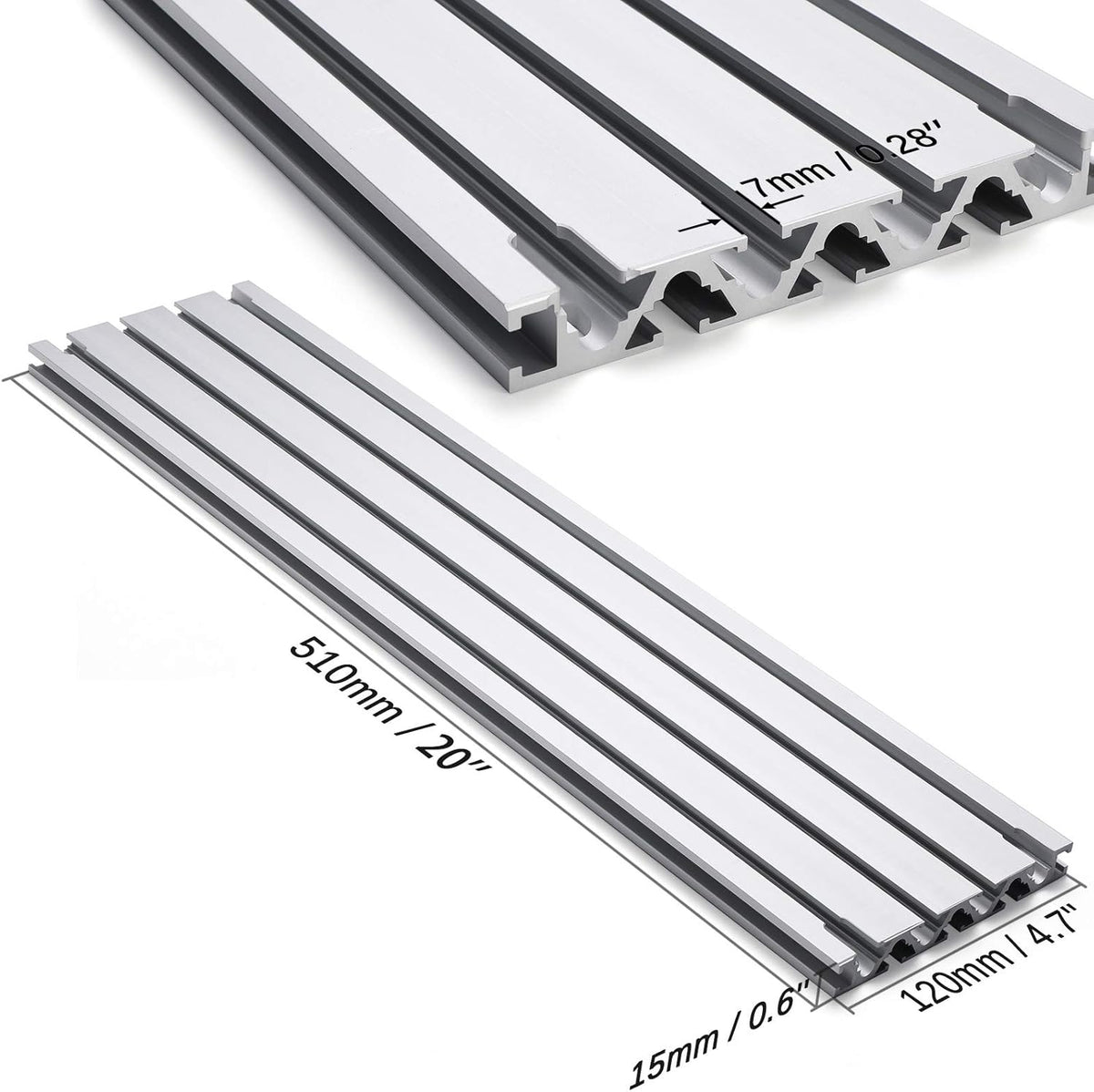 Genmitsu T-sleuf, CNC-werkoppervlak van aluminium, voor CNC-freesmachine PROVerXL 4030, 51 x 12 x 0,8 cm (20 inch x 4,7 inch x 0,3 '')