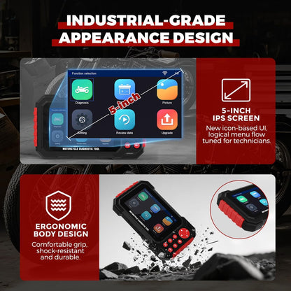 Motorfiets diagnostisch hulpmiddel, M7 volledig systeem motorfiets scangereedschap, motorfiets OBDII codelezer met Live Data Record/Auto Scan & Instant VLN-detectie/12 Langusges Compatibel voor Harley