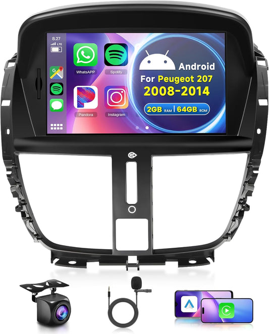 2 Din Autoradio – Auto Radio – Multimedia Systeem – Navigatie Radio – Draadloze CarPlay – Android 13 Systeem – 7 Inch Touchscreen – Achteruitrijcamera Ondersteuning