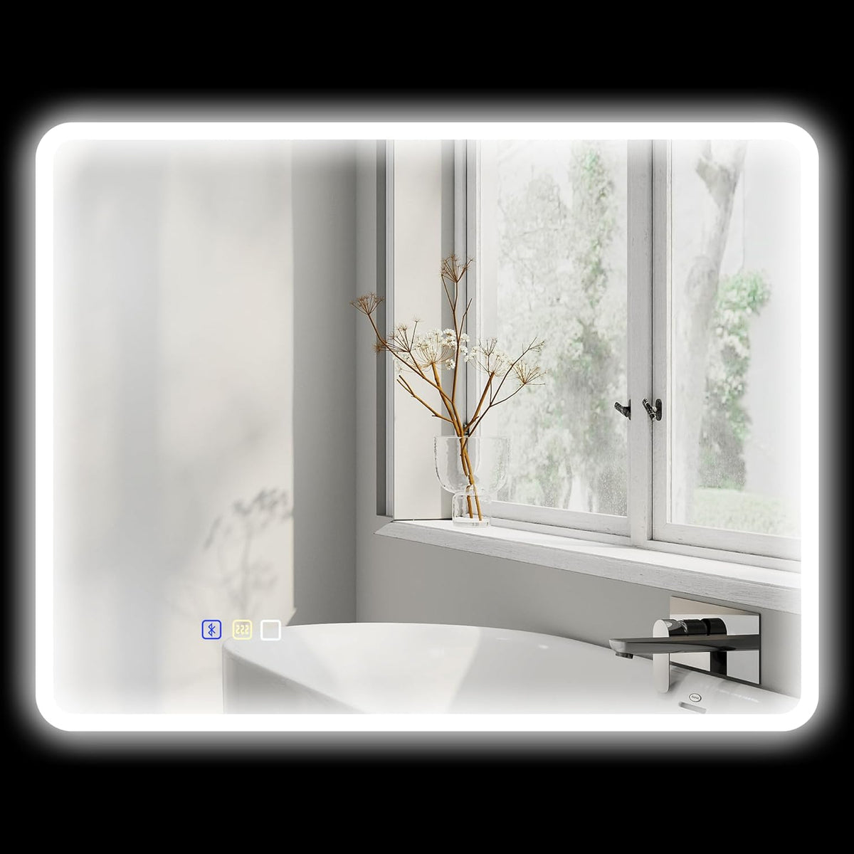 Verlichte Badkamerspiegel – Led Spiegel – Touch Spiegel – Bluetooth Spiegel – Anti-Fog Spiegel – 90x70 cm – Dimbare 3-Kleurige Ledverlichting – Geheugenfunctie
